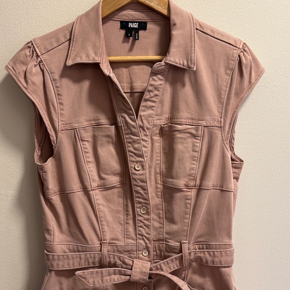 PAIGE Blush Pink Utility Dress with Front Buttons - Picture 4 of 4